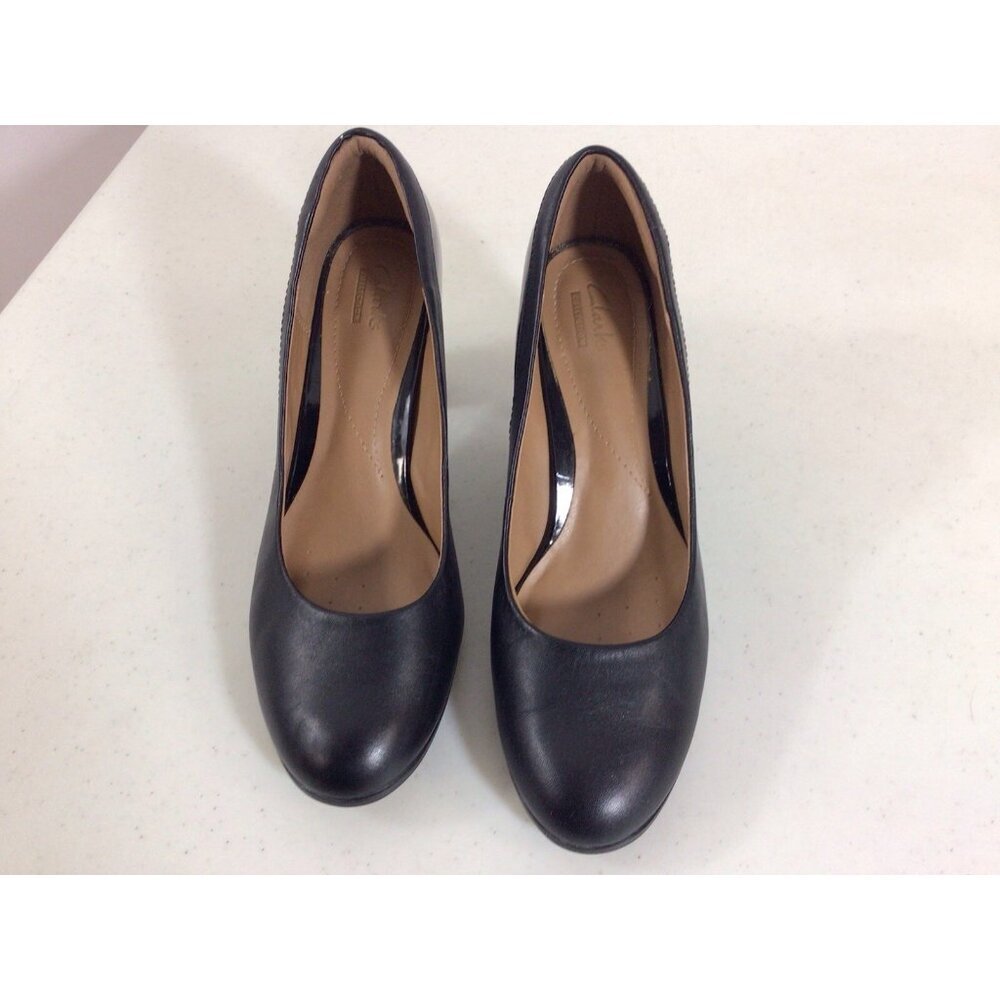 Clarks Leather Block Heel Shoes Womens Sz. 9